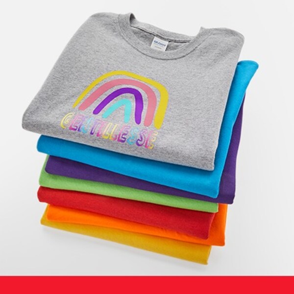 stack of folded tshirts in different colors